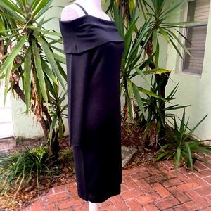 Black off shoulder Sweater Midi Dress